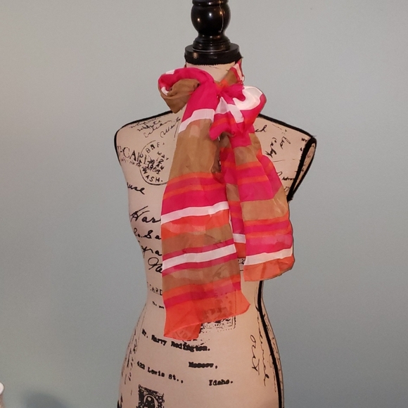 Jones New York Silk Striped Scarf Wrap - Picture 4 of 7